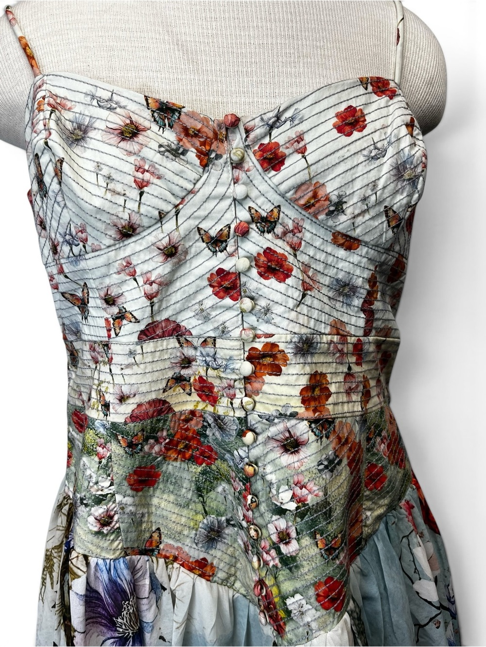 Anthropologie The Muse Floral Landscape Romantic Art to Wear Midi Dress Large - Picture 6 of 12